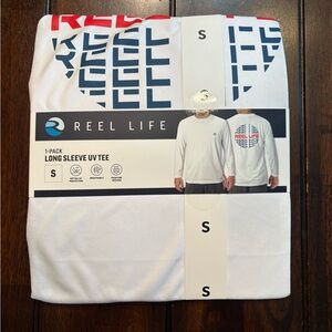 NWT Men’s Reel Life Jax Beach SPF 50 White Long Sleeve Shirt l, size Small